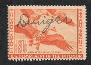 United States Scott RW11 ULH - 1944 $1 White Geese - CV $50.00