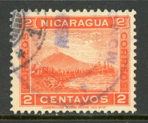 Nicaragua 1900 Momotombo 2 Peso Salmon Scott # 132 VFU W348 ⭐☀⭐☀⭐