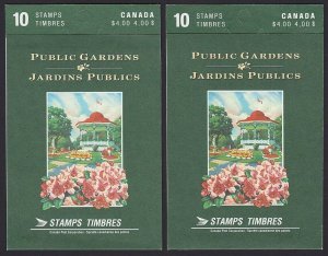 PUBLIC GARDENS = Booklet Variety pair- OPEN and GLUED flap Canada 1991 BK130a,b