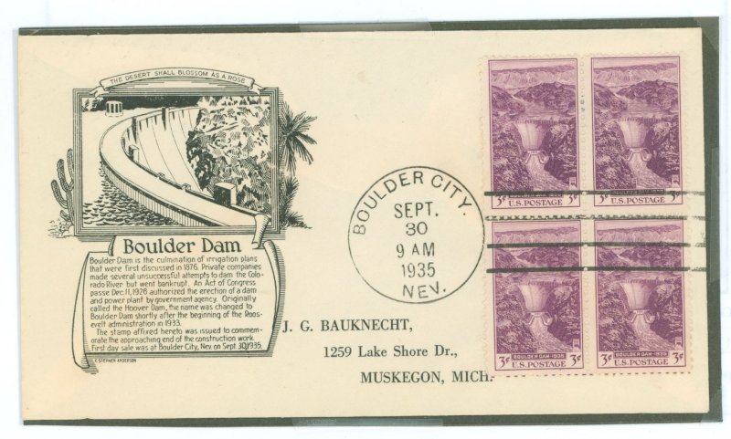 US 774 FDC Block of 4, addressed