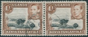 Kenya Uganda Tanganyika 1938 1s black & brown Mountain retouch SG145ad used