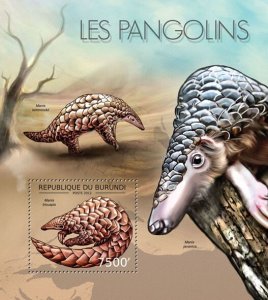 BURUNDI - 2012 - Pangolins - Perf Souv Sheet - Mint Never Hinged