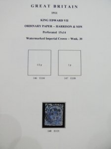 EDW1949SELL : GREAT BRITAIN Mint & Used collection on album pages. 