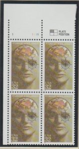 U.S. Scott #3065 Fulbright Scholarship Stamps- UL Plate - Mint NH UL Plate Block