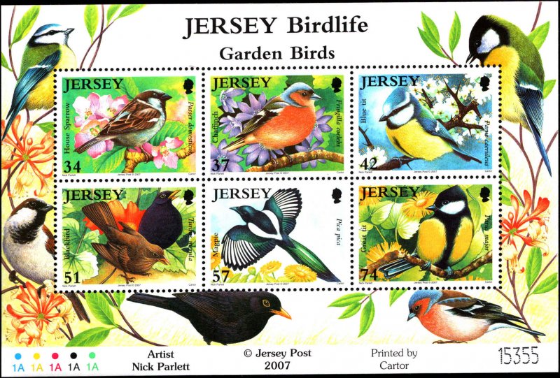 Great Britain Jersey #1259-1265, 1264a, Complete Set(8), 2007, Birds, NH