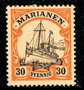 Mariana Islands 1901 Germany 30 pfg Unwatermarked Yacht Ship Sc #22 Mint P403