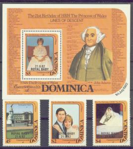 DOMINICA  782-85 MNH 1982 Royal Baby w Souvenir Sheet