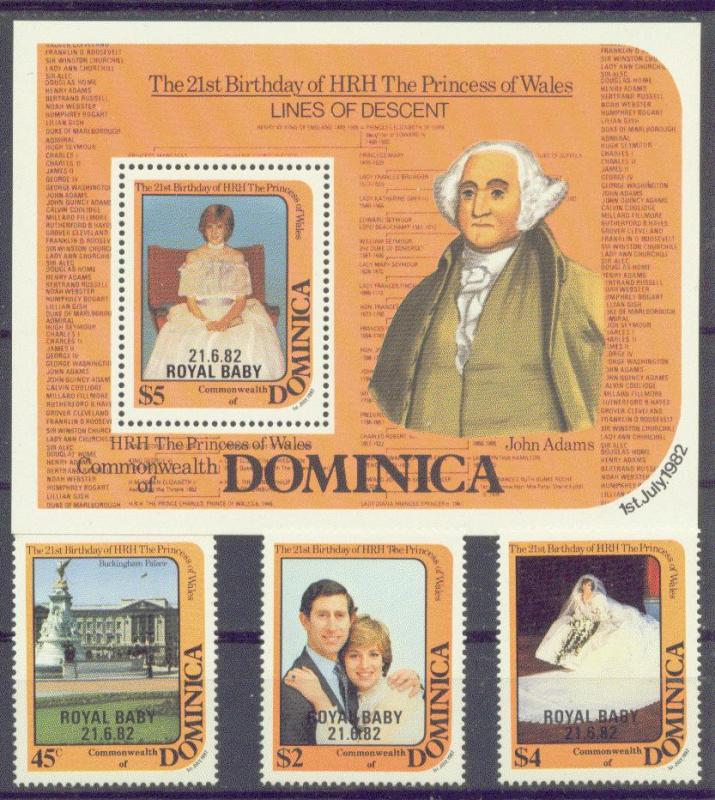 DOMINICA  782-85 MNH 1982 Royal Baby w Souvenir Sheet