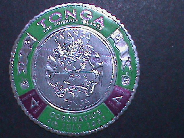 ​TONGA 1967 SC#177 EMBROSSED PALLADIUM FOIL-KING TAUFAAHAU IV LARGE COIN MINT