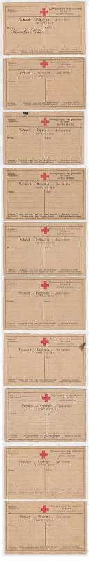 SERBIA WWI RED CROSS POW GROUP OF 10 REPLY PORTIONS DIFFERENT SHADES & PAPERS 