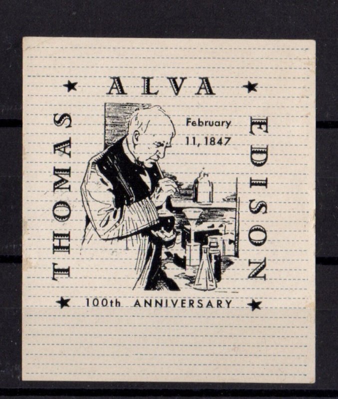 USA Advertising Stamp - 100th Anniversary of Thomas Alva Edison's Birthday, 1947