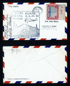 # C11 Plate # single CAM # 32 First Flight cover, Seattle, WA - 9-15-1929