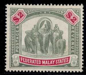 MALAYSIA - Fed Malay EDVII SG49, $2 green & carmine, M MINT. Cat £140.