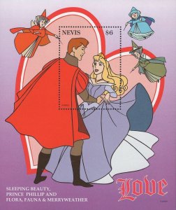 Nevis Disney Sleeping Beauty LOVE Souv. Sheet MNH 