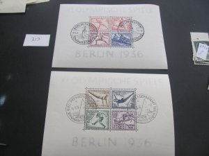 GERMANY 1936 USED SC B91-92 SS XF 180 EUROS (213)