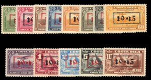 Costa Rica C104-116, $33.25, 1945 Oveprints, complete set, never hinged