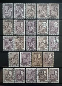 MALAYA 1957-62 STATE DEFINITIVE 24V of 10c Used (almost complete) with color var