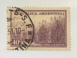 Argentina 1936 Scott  443 used - 40c,  Sugarcane plant, Caña de azúcar