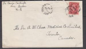 NEW BRUNSWICK SPLIT RING TOWN CANCEL COVER LAKE BAKER