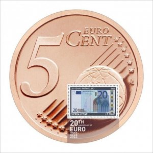 Sierra Leone - 2022 Euro Currency Anniv. - Stamp Souvenir Sheet - SRL220170b1
