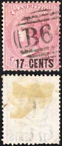 Seychelles SGZ41 17c on 4d Rose  Mauritius with B64 Postmark Cat  40