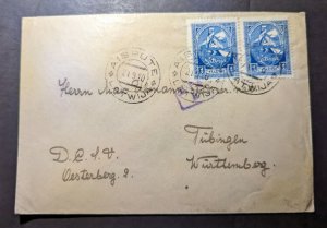 1920 Latvia Cover Aispute to Tubingen Wurttemberg Germany