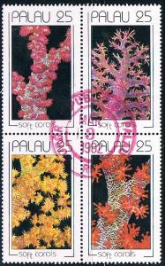 Palau 227-230, 25c Soft Corals setenant block, used, VF