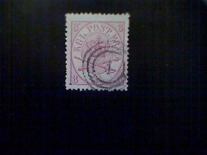 Stamps, Denmark, Scott#12, used(o), 1865, Royal Emblem, 3 skillings, red violet 