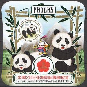 Uu0700 2016 Sierra Leone Pandas Fauna Wild Animals ! Shape & Foil Bl Mnh