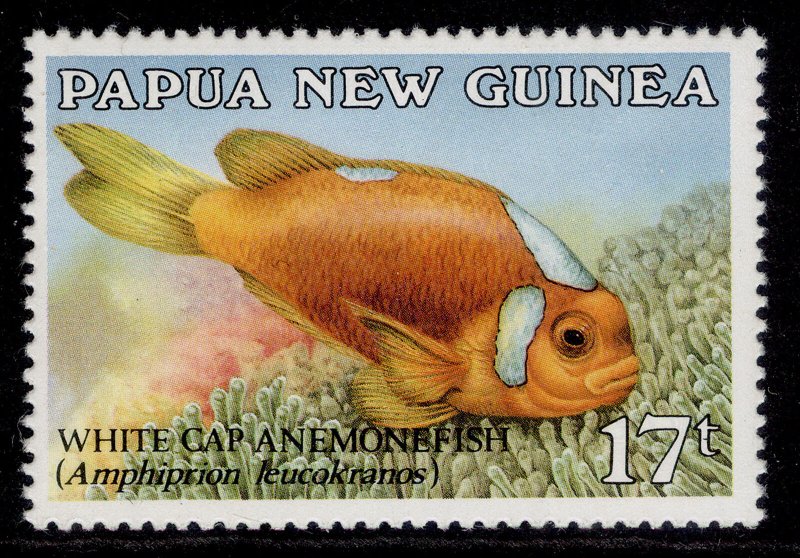 AUS - Papua New Guinea QEII SG602, 1989 Fish 20t/17t ERROR - OPT on reverse, NHM