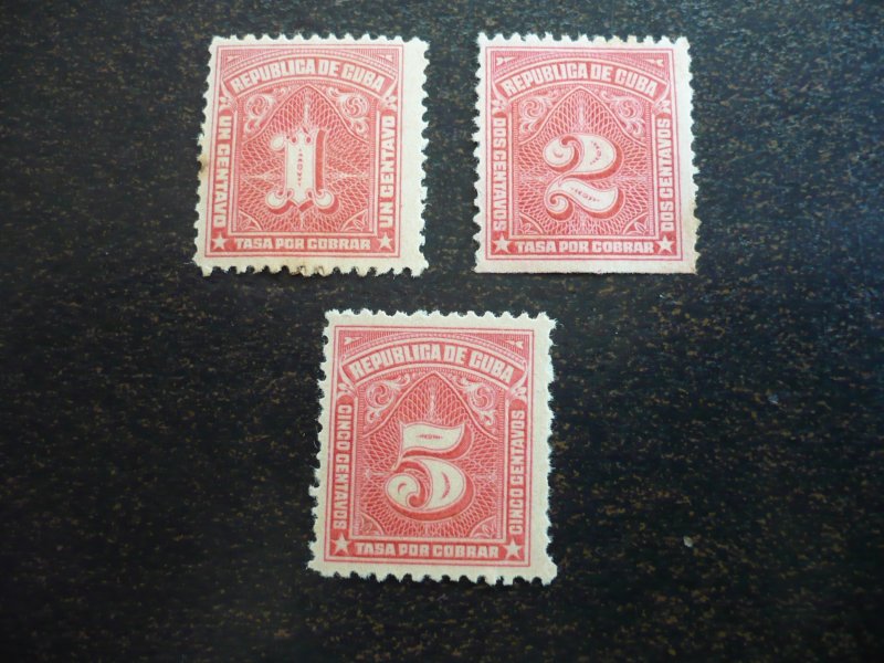 Stamps - Cuba - Scott# J8-J10 - Mint Hinged Set of 3 Postage Due Stamps