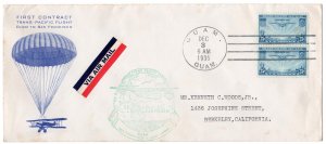 Clipper 25c pair, Pan Am First Flight from Guam to Calif., 1935 unusual cachet