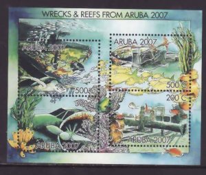 Aruba-Sc#304- id5-unused NH sheet-Shipwrecks-Marine Life-2007-