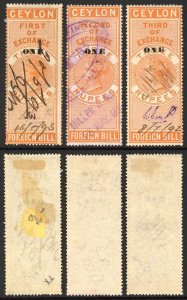 Ceylon Foreign Bill BF41 One on 3r Orange 1st 2nd and 3rd Exchange