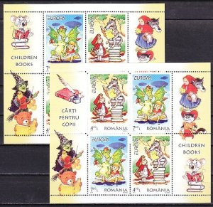 Romania, Scott cat. 5167 a-b. Europa-Children`s Books on 2 sheets of 4.