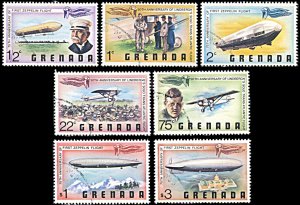 Grenada 834-840, CTO, Zeppelin and Lindbergh Aviation History