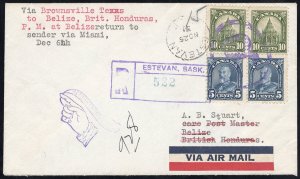 Canada Stamps VF Year 1931 8 Backstamps Registered Flight Cover