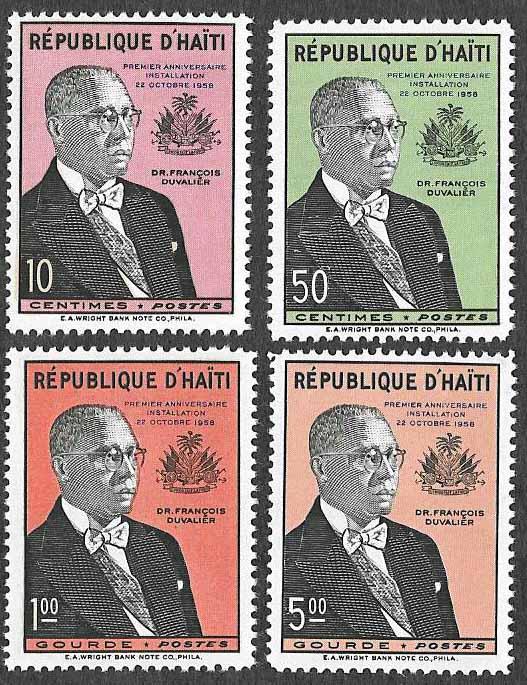 Haiti SC 428-431 - 1st Anniv of Dr Francois Duvalier Inauguration - MNH - 1958