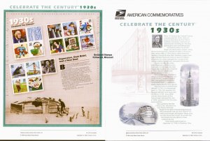 USPS COMMEMORATIVE PANEL 551A CELEBRATE THE CENTURY 1930S #3185 Sheet