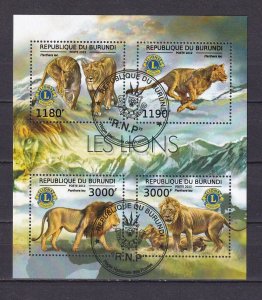 Burundi 2012 Lions Stamps Sheet Used/CTO