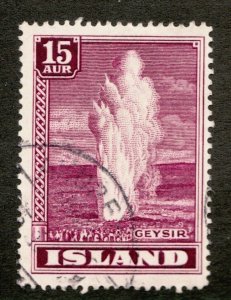 1938 Iceland Island Sc #203 Geyser 15 Aur - Used stamp cv$12