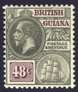 British Guiana 1913 KGV 48c grey & purple-brown MLH. SG 266. Sc 185.