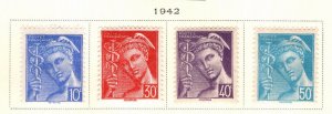 FRANCE Scott 455-458 MH* 1942 Mercury type stamp set