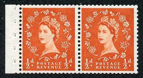 SB3 1/2d Wmk Tudor Perf E Booklet Pane of 2 U/M