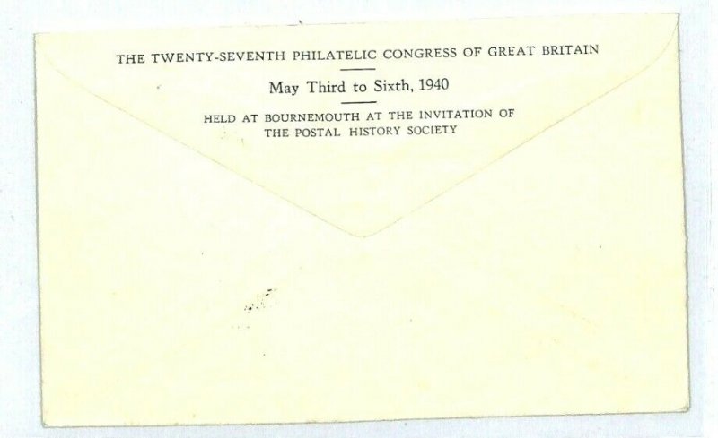 GB MULREADY DERIVATIVE Cover Bournemouth Philatelic Congress 1940{samwells} CV43