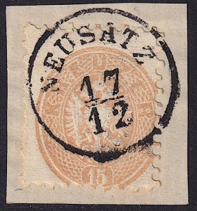 Austria - 1864 - Scott #26 - used on piece - NEUSATZ pmk Serbia