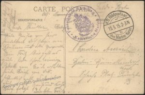 Germany WWI Balloons Fesselballons Abt Naval Air Force Feldpost Cover US G110845