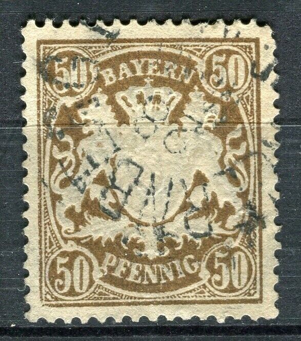 GERMANY; BAVARIA 1888 classic Wmk. Horz. Wavy lines used Shade of 50pf ...