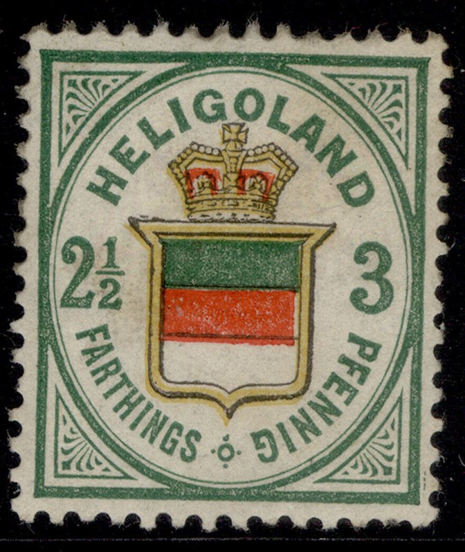 HELIGOLAND QV SG12, 3pf pale green, red & yellow, M MINT. Cat £250.