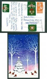 Denmark. 1989.Christmas Card. 4 x Seal +3.20 Kr. Copenh. Redirected. Birds,Stars